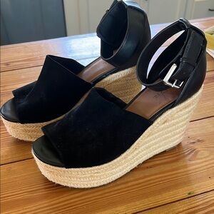 Black Wedge Sandals